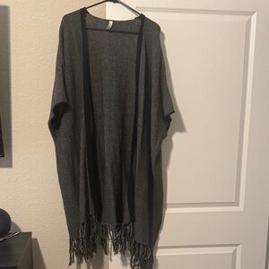 LOFT Black and Gray Knit Cardigan with Texture